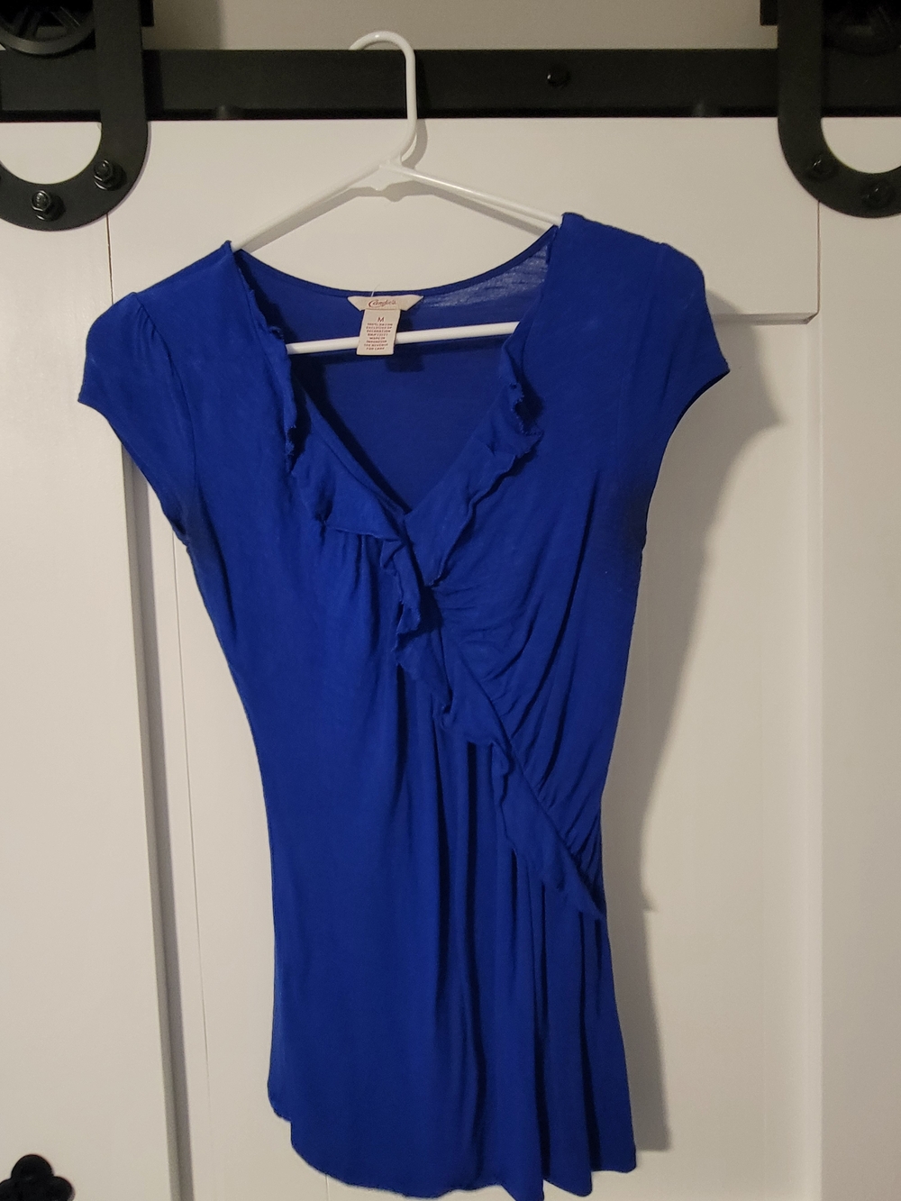 Candie's Royal Blue Ruffle-Front Midi Dress